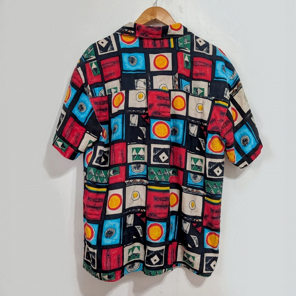 Basic Elements Silk Shirt Button Up Top Mens Fun … - image 3